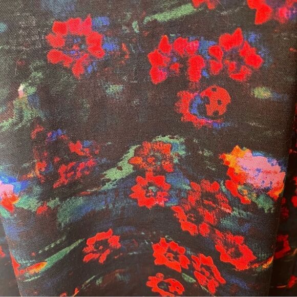 Rachel Comey x Target Kodak Red Floral Midi Dress Empire Waist Black 6 - Picture 6 of 11